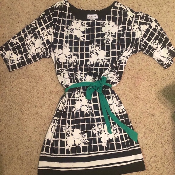 Navy print dress - Picture 1 of 2